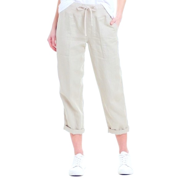 James Perse 100% Linen Flax Utility Pant Drawstring Soft Relaxed Casual Size XL - Picture 1 of 11